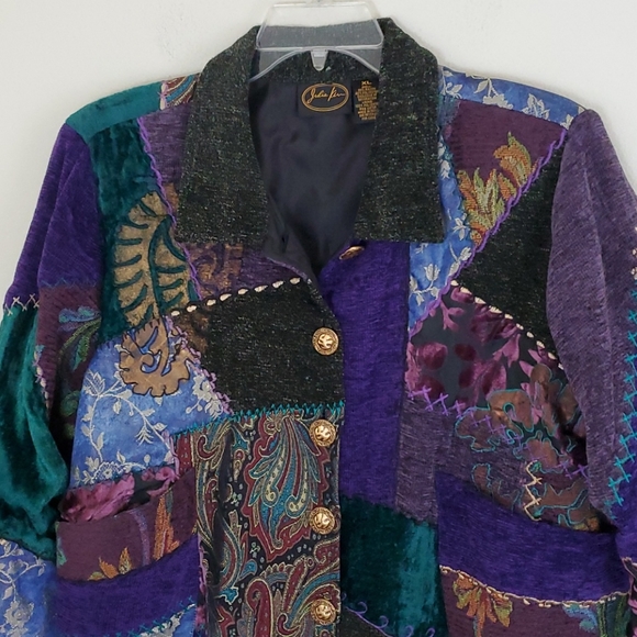 Julia Ku Tapestry Patchwork Embroidered Jacket XL - Picture 2 of 16